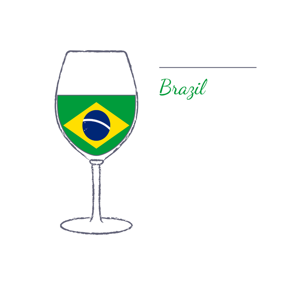 brazilian wine - wine glass graphic and brazilian flag